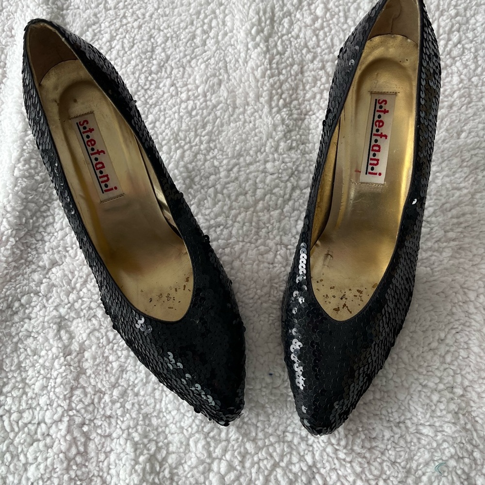 Black Sequin Women's Shoes (Heels)